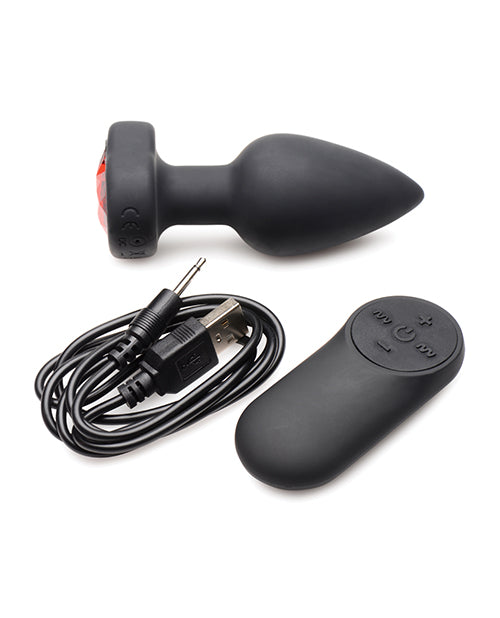 Booty Sparks 28X Silicone Vibrating Red Heart Anal Plug w/Remote - Small - Lady Maven - Maison du Maven