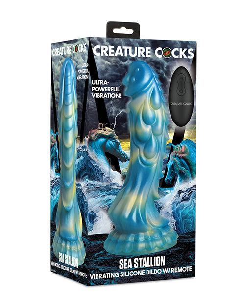 Creature Cocks Sea Stallion Vibrating Dildo w/Remote - Blue/Yellow - Lady Maven - Maison du Maven