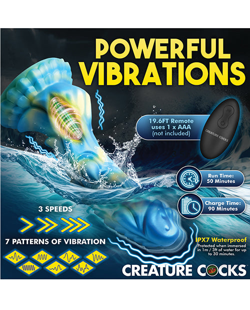 Creature Cocks Sea Stallion Vibrating Dildo w/Remote - Blue/Yellow - Lady Maven - Maison du Maven