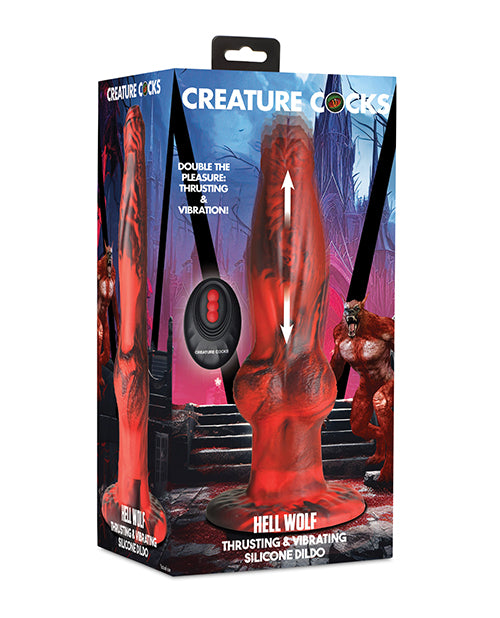 Creature Cocks Hell-Wolf Thrusting & Vibrating Silicone Dildo - Black/Red - Lady Maven - Maison du Maven