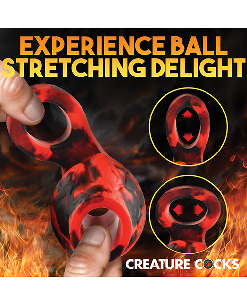 Creature Cocks Hell Bound Penis Sleeve & Ball Stretcher - Large, Red/Black - Lady Maven - Maison du Maven