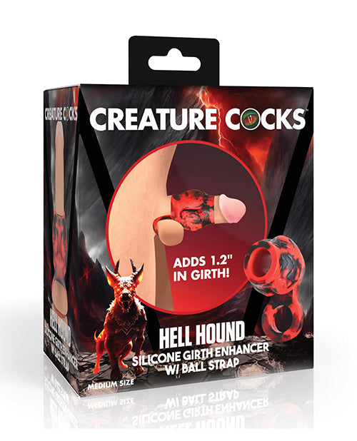 Creature Cocks Hell Bound Penis Sleeve & Ball Stretcher - Medium, Red/Black - Lady Maven - Maison du Maven