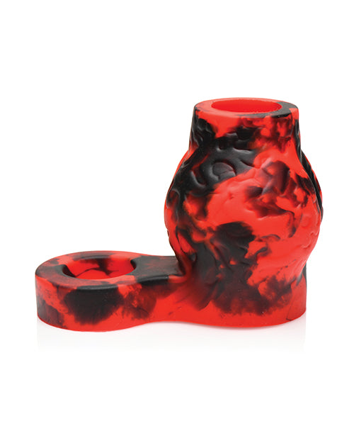 Creature Cocks Hell Bound Penis Sleeve & Ball Stretcher - Medium, Red/Black - Lady Maven - Maison du Maven