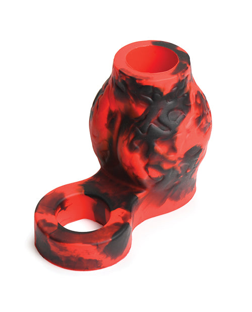 Creature Cocks Hell Bound Penis Sleeve & Ball Stretcher - Medium, Red/Black - Lady Maven - Maison du Maven
