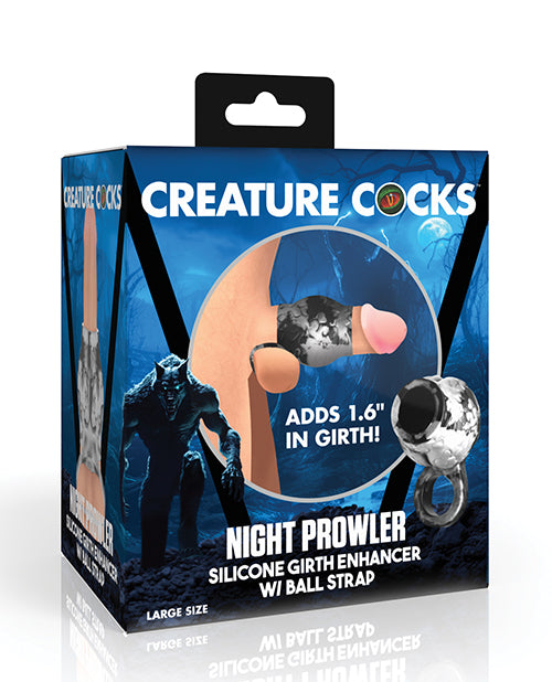 Creature Cocks Night Prowler Silicone Penis Sleeve & Ball Stretcher - Large, Silver/Black - Lady Maven - Maison du Maven