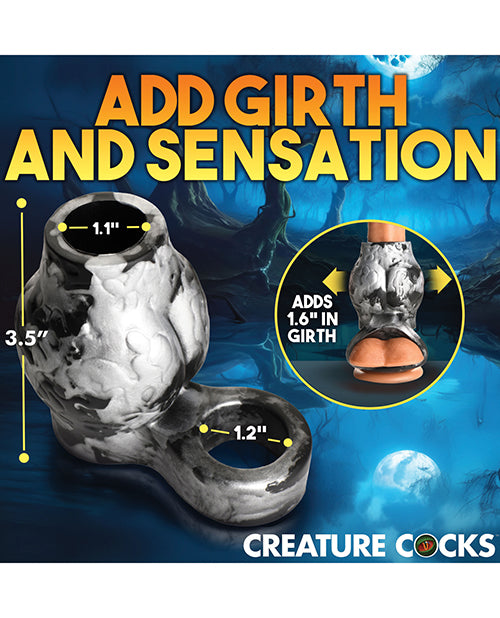 Creature Cocks Night Prowler Silicone Penis Sleeve & Ball Stretcher - Large, Silver/Black - Lady Maven - Maison du Maven