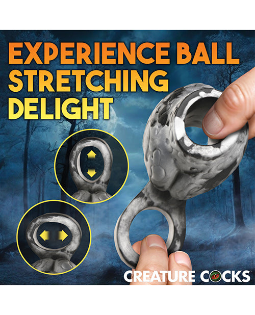 Creature Cocks Night Prowler Silicone Penis Sleeve & Ball Stretcher - Large, Silver/Black - Lady Maven - Maison du Maven